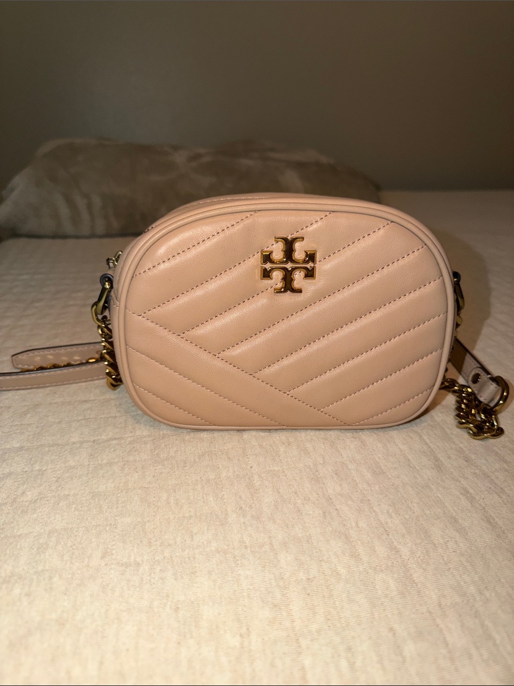Tory Burch Quilted Camera Crossbody with Gold Logo